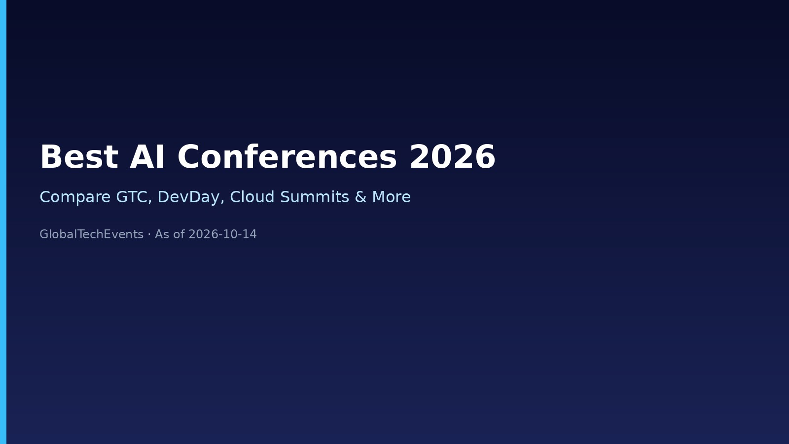 Best AI conferences 2026 compare guide cover, GlobalTechEvents